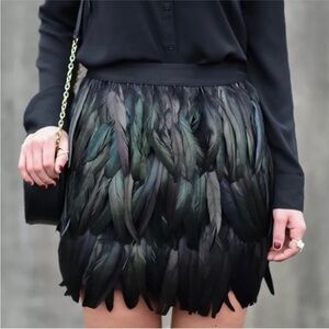 Elegant Feathered Black Skirt